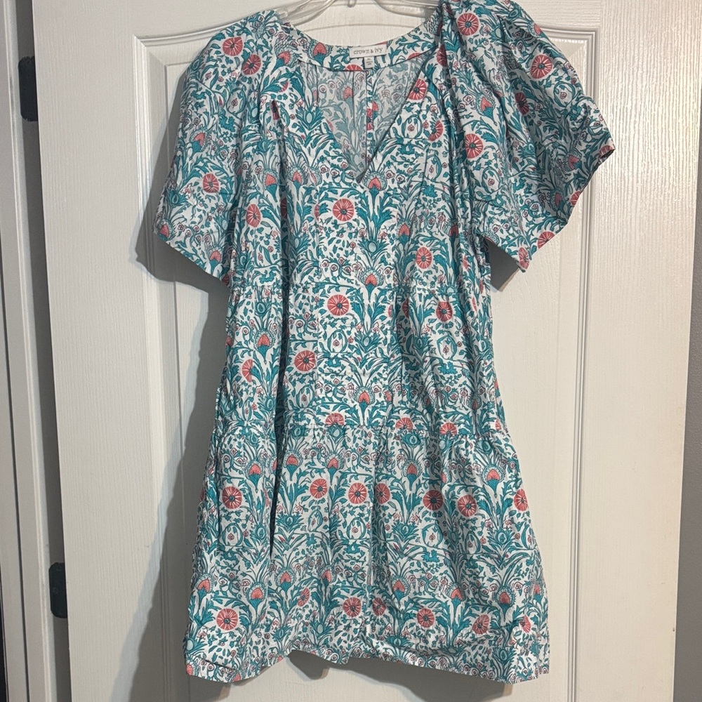 Crown & Ivy Floral Mini Dress - Blue and Pink